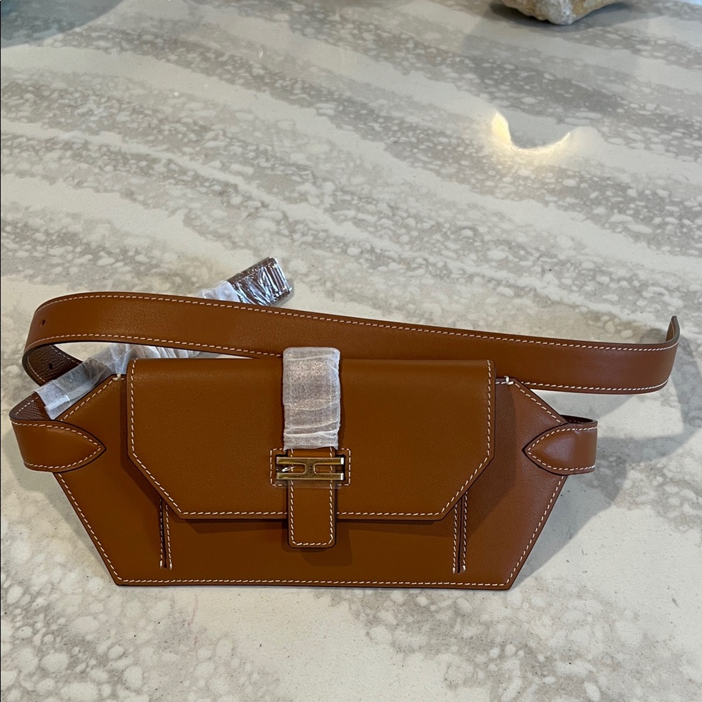 Hermes looks alike Tan Leather Crossbody Bag, real leather and amazing quality